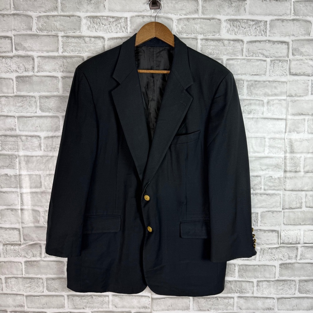 Brooks Brothers Solid Black 2 Gold Button Blazer … - image 1